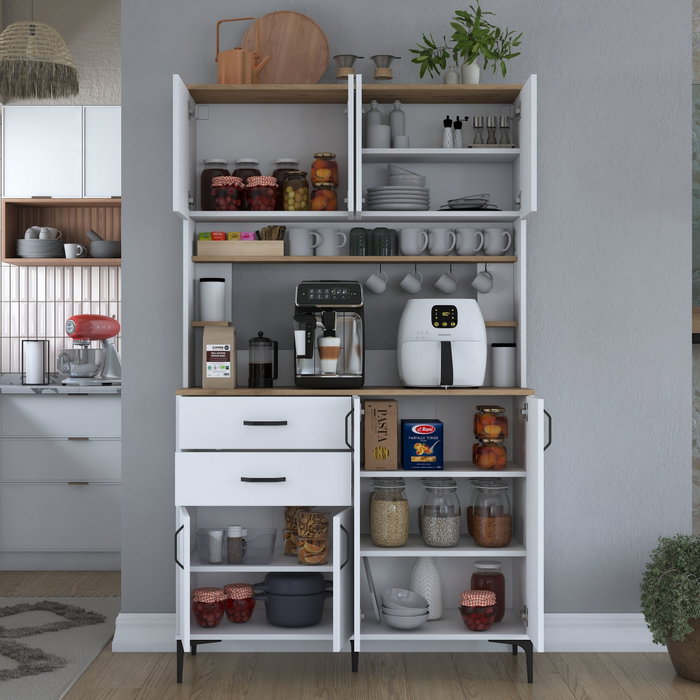 Hanah Home Armario Multiusos Blanco y Nogal